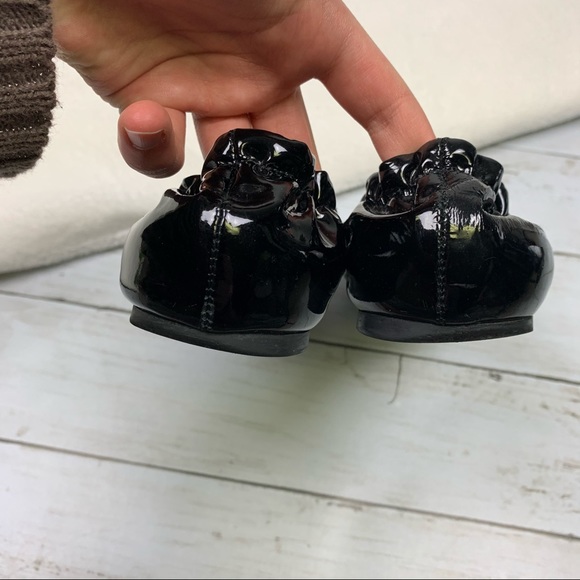 Tory Burch Reva Logo Black Patent Ballet Flats - Picture 9 of 16